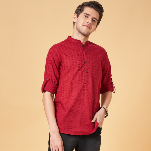 Indus Route by Pantaloons Men Self Design A-line Kurta Buy Indus