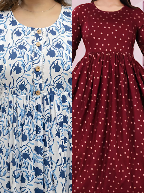 HOC's Women Printed Gown Kurta - Buy HOC's Women Printed Gown Kurta Online  at Best Prices in India | Flipkart.com