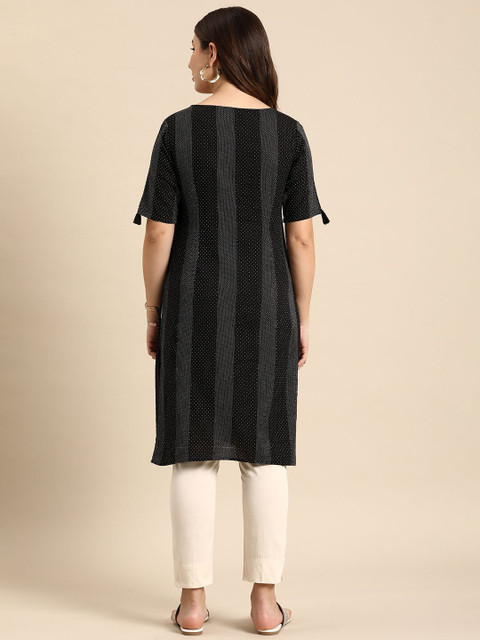 Anouk Women Striped Straight Kurta