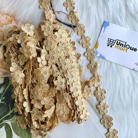 uniquemart Golden Flower GPO Cotton Lace Border for Suit, Dupatta
