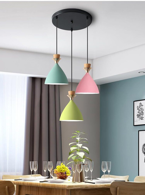 AYOULIGHTS Light Cluster Hanging Bell Shade Light (Pink, Aqua