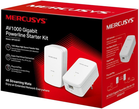 Mercusys MP500 KIT AV1000 Gigabit Powerline Starter Kit, Plug