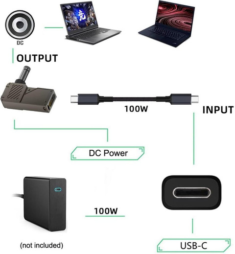 Tobo USB C to DC, USB C Female to x DC Barrel Jack, 100W