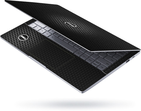 FineArts Full Body Laptop Skin For 14 to inch Laptop Dell Logo on  Black Honeycomb Self Adhesive Stretched Vinyl Laptop Skin Compatible for 