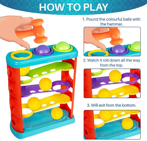 Nafhotoz Game Knock Hammer Ball Toys for Kids- Set for Baby Kids