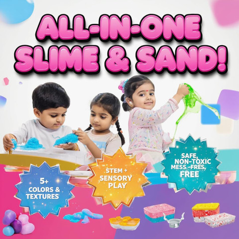Crazinos 3 in 1 Slime, Sand and Clay Kit | 100+ Hands-On STEM
