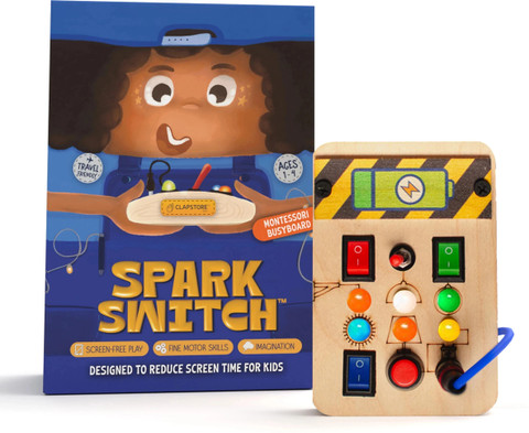 Clapstore Toys Montessori Spark Switch Busy Board with LED Light
