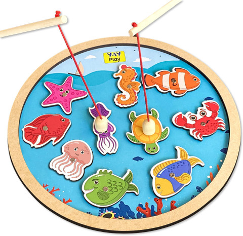 YaY Play Montessori Fishing Game Kids Wooden Magnetic Fishing Toys