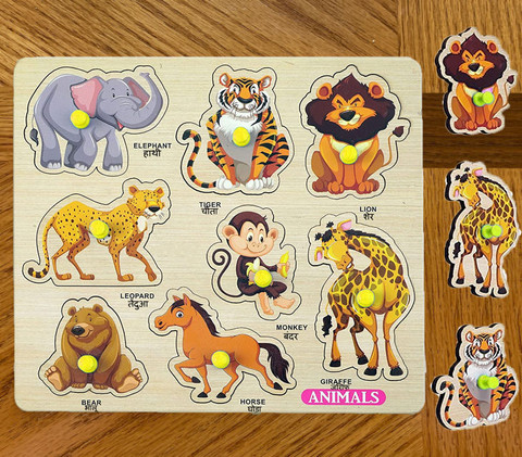 Shreevi Animal Wooden Puzzle Wooden Jigsaw Puzzles Educational Learning Toys