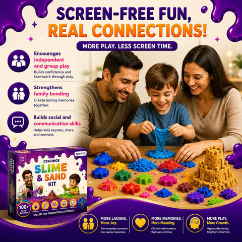 Crazinos 3 in 1 Slime, Sand and Clay Kit | 100+ Hands-On STEM