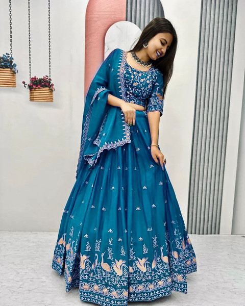 HK TEX Embroidered Semi Stitched Lehenga Choli
