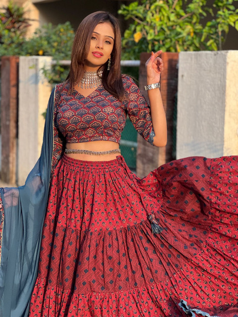 Janasya Printed Stitched Lehenga Choli