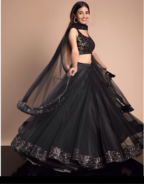 jishastri Solid Semi Stitched Lehenga Choli