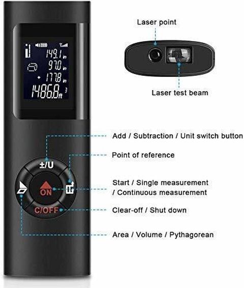 Real Instruments Mini Rechargeable Distance Meter 40 M Laser Range ...