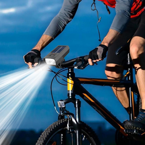 Linist Solar Powered LED Bicycle Light – Rechargeable Bicycle Flashlight  LED Front Light