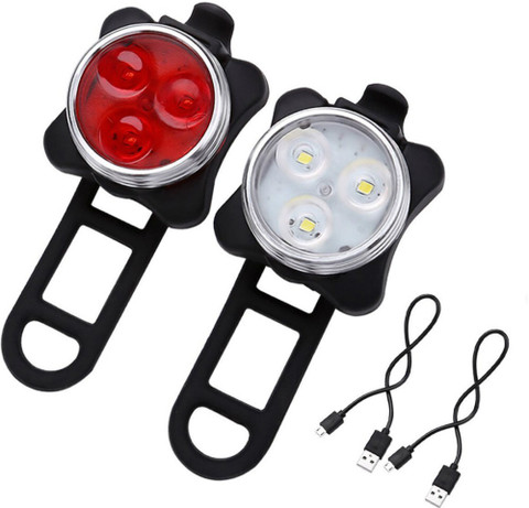 USB Rechargeable Bike Light Set - Super Bright Front & Rear LED Bicycle Lights, Water Resistant
