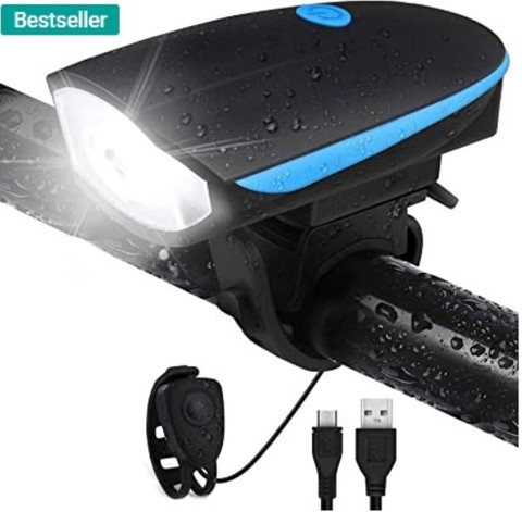 Afpin USB Rechargeable Bike Horn And Light 140 DB with Super Bright Light  Mode Bell LED Front Light