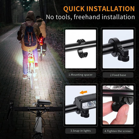 Linist LED Bicycle Light Super Bright 1200 Lumen High/Low Beam USB-C  Rechargeable LED Front Light