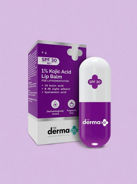 The Derma Co 1% Kojic Acid Lip Balm With Alpha Arbutin & Hyaluronic -Treats Pigmentation [Natural]