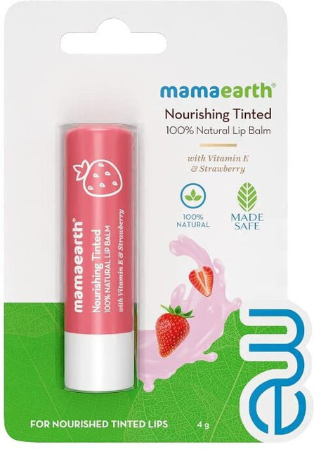 Mamaearth Nourishing Tinted 100% Natural Lip Balm with Vitamin E and  Strawberry Strawberry