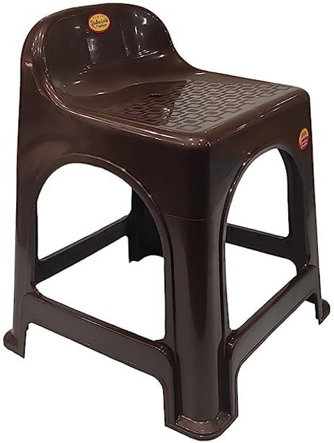 Anmol Plastic Stool Chair with Back Rest for Back Support and