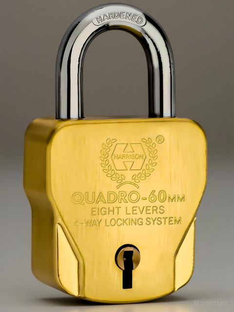 HARRISON 5563 Quadra 60mm Lock | S.S | Gold | 4 Keys | Lock and