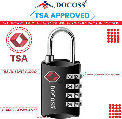 DOCOSS 309 Metal Tsa Locks For Luggage /Number locks for bag luggage TSA  Lock Combination Lock
