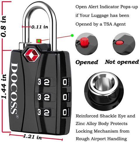 DOCOSS Set Of -Metal Tsa Locks For Luggage/Number Locks /TSA lock  Combination Lock