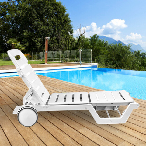 ITALICA Plastic Sun lounger with Wheels/Modern Pool Side/Swimming