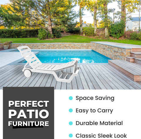 ITALICA Plastic Sun lounger with Wheels/Modern Pool Side/Swimming