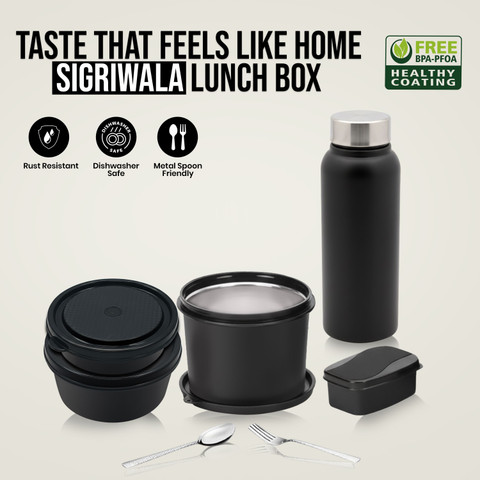 Flipkart.com | Sigri-wala Black Lunch Box Microwave Safe Set of 7