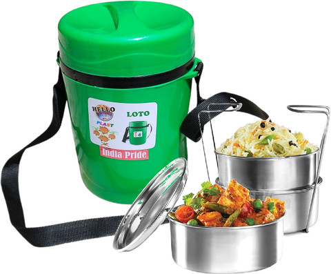 India Pride Hot Tiffin Carrier Lunch Box with SS Containers 300 ml  Each Box ,Small Containers Lunch Box
