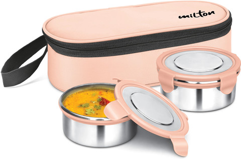 MILTON Express Meal Lunch Box Inner Steel Click Lock Containers 380ml  each With Bag Containers Lunch Box