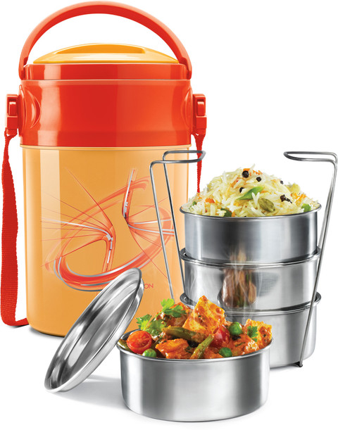 MILTON Insulated Tiffin, Orange Containers Lunch