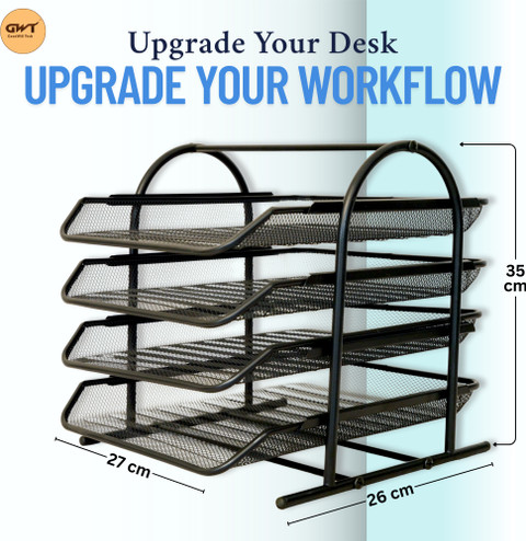 STEELMASTER Steel Cashier Pad Rack - 8 Slot Vertical File Organizer For Desk, Black Powder Coat