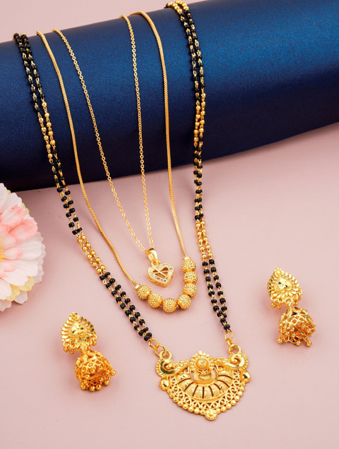 Jewel WORLD Combo of Pcs One Gram Gold Long Mangalsutra 24 inch