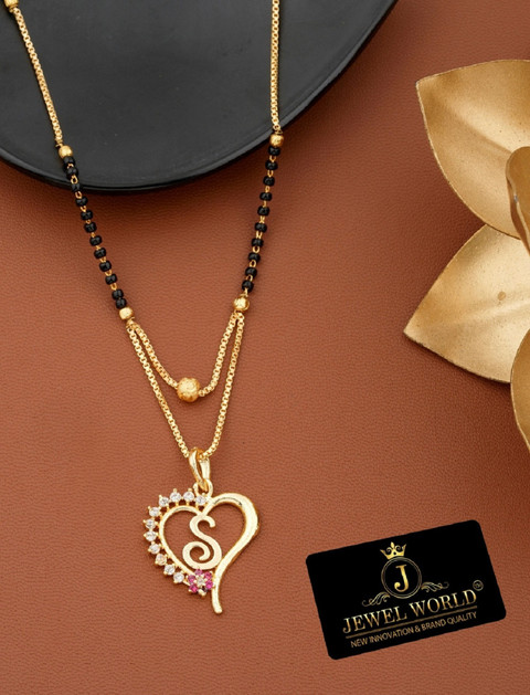 Jewel WORLD S letter name Gold-plated 18 Inch short Pendant mangalsutra  design for women Brass, Alloy Mangalsutra