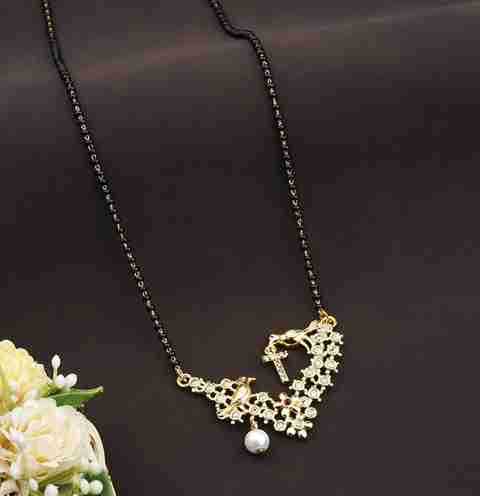 Jewellery Gold Plated Alphabet Mangalsutra Design With Husband