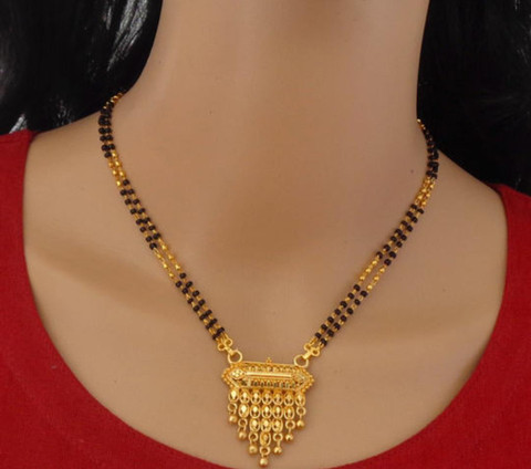 Homeistic Applience Ethenic One Gram Gold Pendant Black Beads