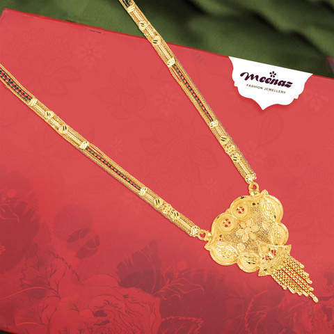 Traditional Gold Long Nallapusalu Models MEENAZ Traditional Black