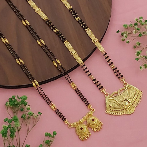 Black Beads Dp Jewellers Mangalsutra Design Flower Gold