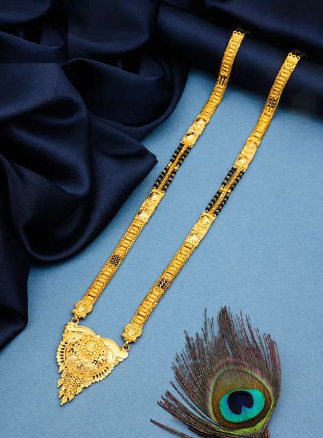 Jecy JEWELS 24K One Gram Gold Plated Line 30 inches Brass Mangalsutra