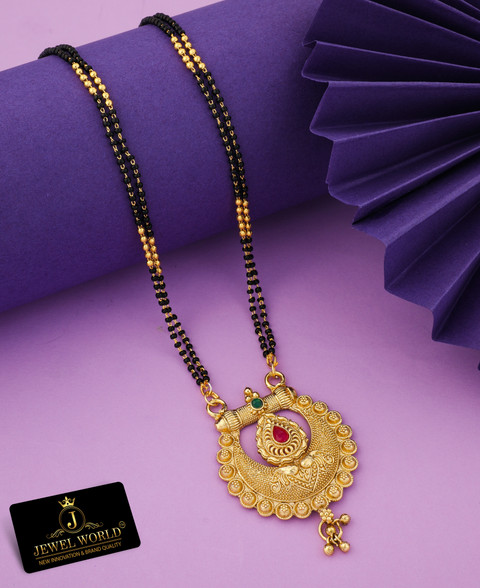 Jewel WORLD 24 Inch long Gold-plated Pendant mangalsutra design