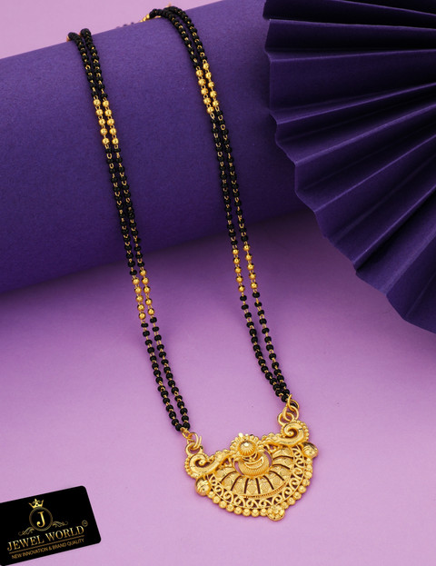 Jewel WORLD 24 INCH LONG Mangalsutra 1-Gram Gold Plated YEAR WARRANTY for  women Brass, Copper Mangalsutra