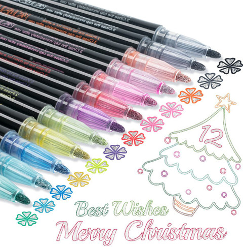 GLOWENTERPRISE 12 Piece, Colors Bullet Journal Pens Glitter Pens for Card  Making ,12 Colors