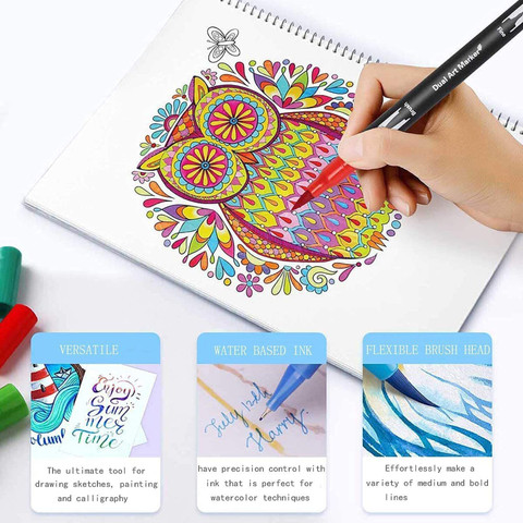 Corslet Dual Tip Art Pens Color Marker Brush Water