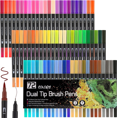 PEACORA 72 Colors Dual Tip Brush Pens Fineliners Art Markers, Watercolor  Marker