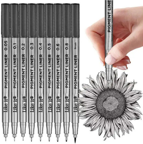 Like it STA Black Pigment Fineliner Micro Pens Waterproof Black Pen Set of  pcs