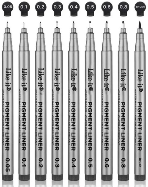 Like it STA Black Pigment Fineliner Micro Pens Waterproof Black Pen Set of  pcs