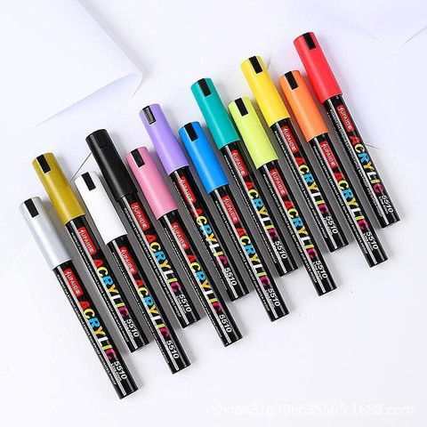 SHUANG YOU Paint Marker Pens 12 Colors Premium Waterproof Permanent Paint  Art
